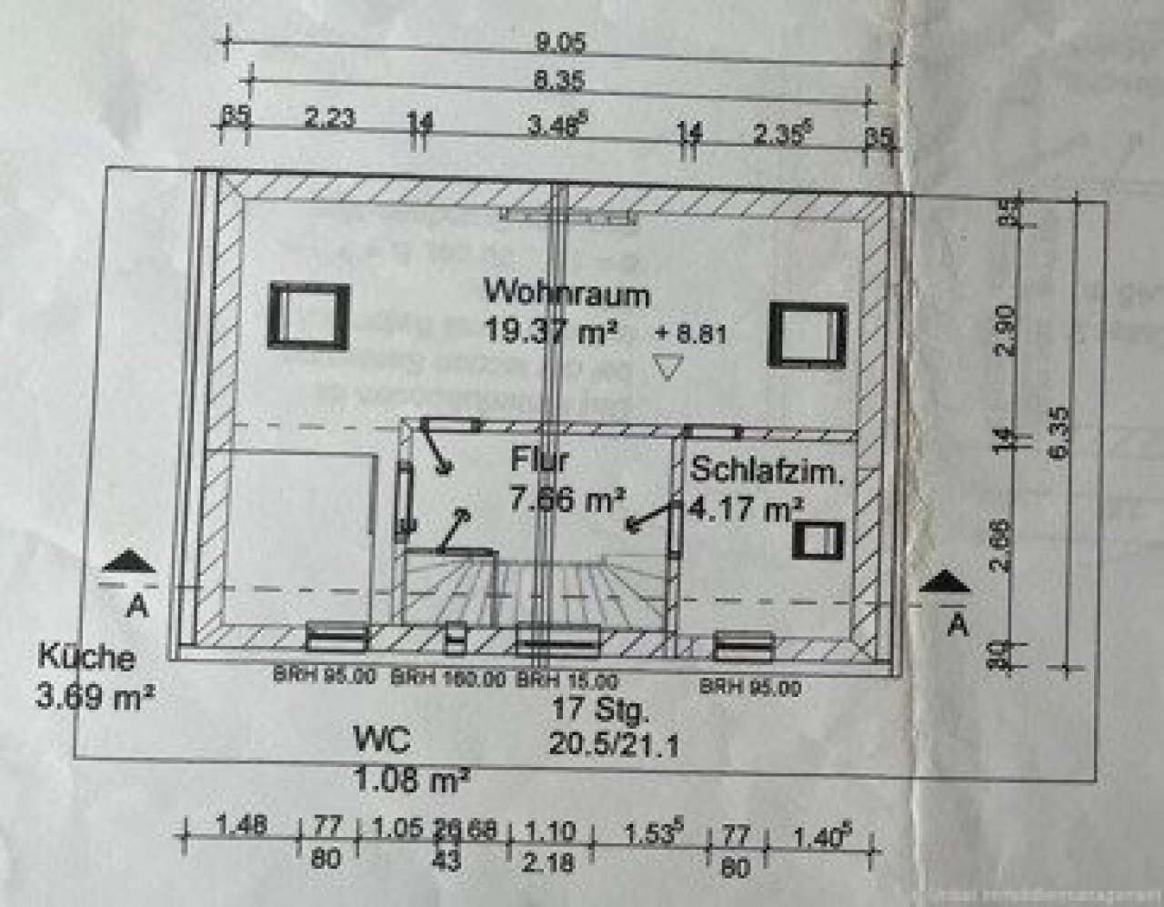 Grundriss Dachgeschoss mit Maßen
